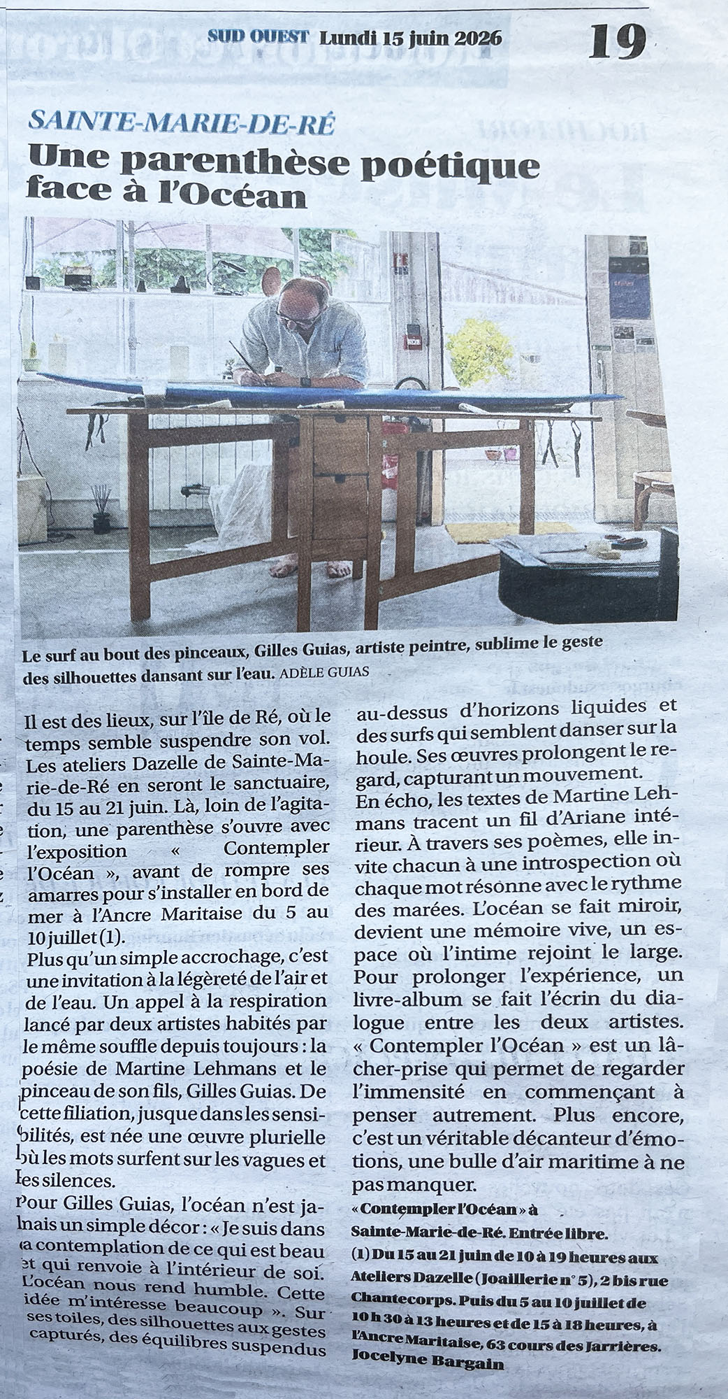 Article Sud Ouest 15 juin 2026